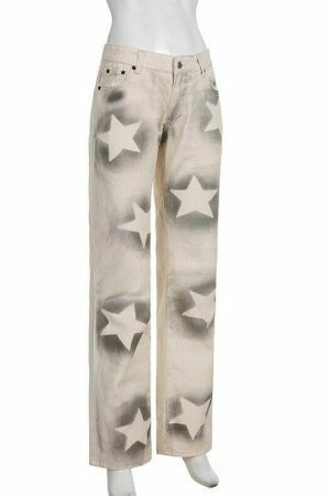 Y2K Star Print Baggy Cargo Jeans - Women's Streetwear Vintage Denim