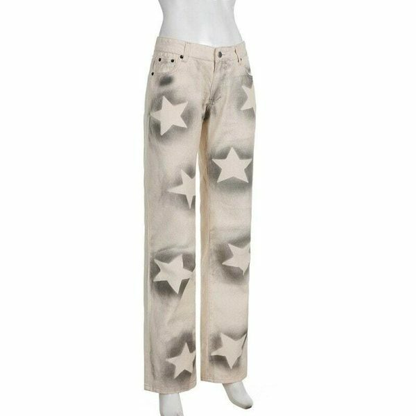 Y2K Star Print Baggy Cargo Jeans - Women's Streetwear Vintage Denim