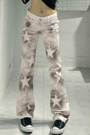 Y2K Star Print Baggy Cargo Jeans - Women's Streetwear Vintage Denim