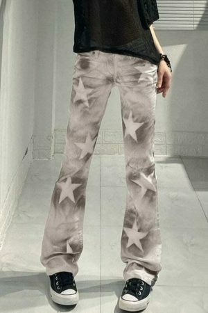 Y2K Star Print Baggy Cargo Jeans - Women's Streetwear Vintage Denim