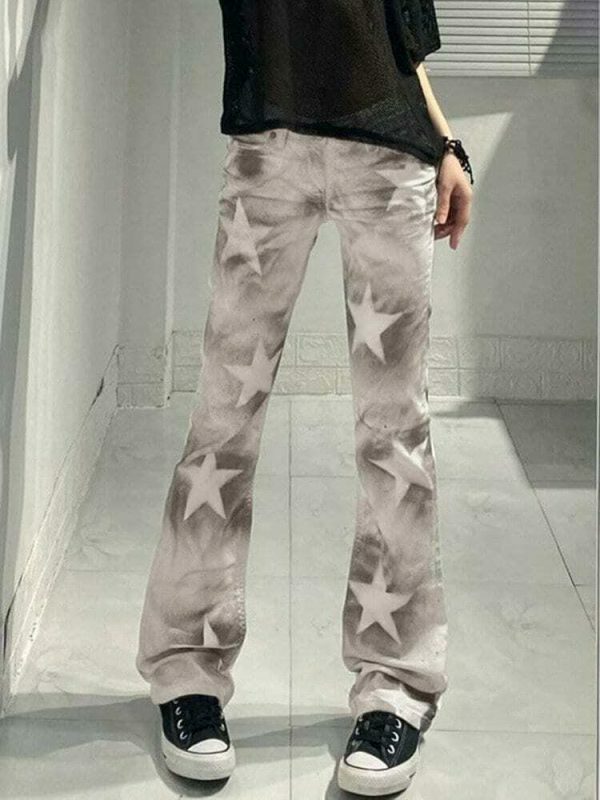 Y2K Star Print Baggy Cargo Jeans - Women's Streetwear Vintage Denim