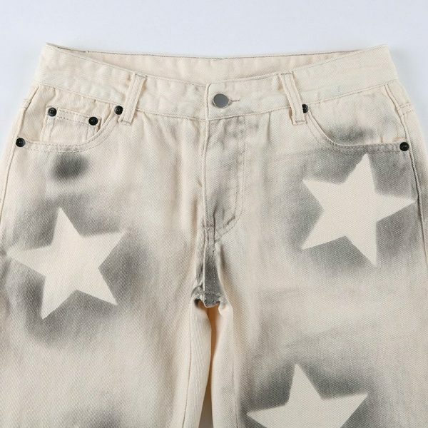 Y2K Star Print Baggy Cargo Jeans - Women's Streetwear Vintage Denim