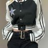 Y2K Star Print Patchwork Black Jacket for Women