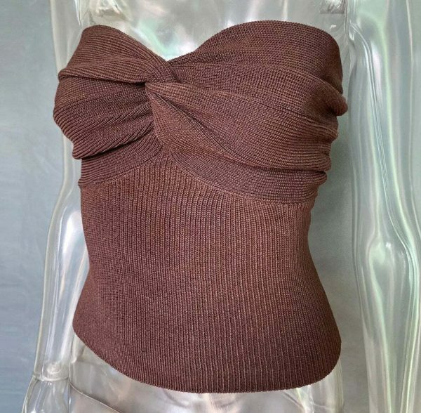 Y2K Strapless Knit Tube Top for Women - Backless Cropped Aesthetic