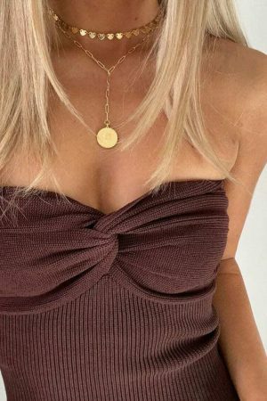 Y2K Strapless Knit Tube Top for Women - Backless Cropped Aesthetic