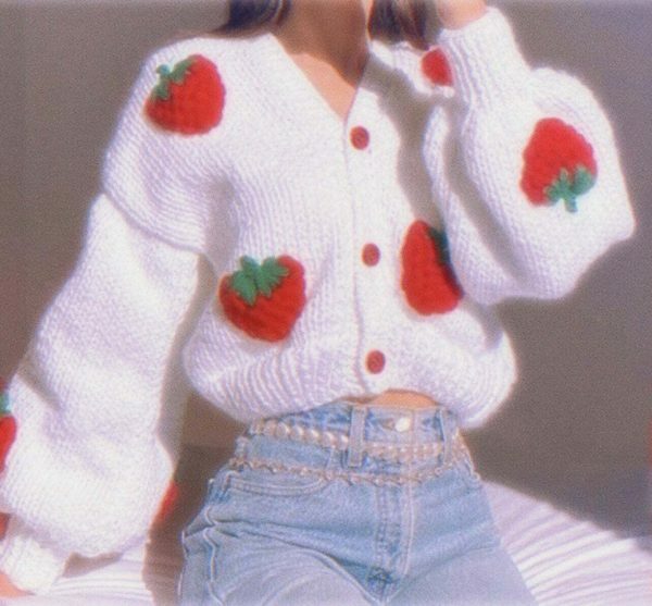 Y2K Strawberry Knit Cardigan