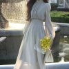 Y2K Streetwear Autumn Winter Dress - Elegant Solid Color Fairy Princess Wedding Guest Formal Party