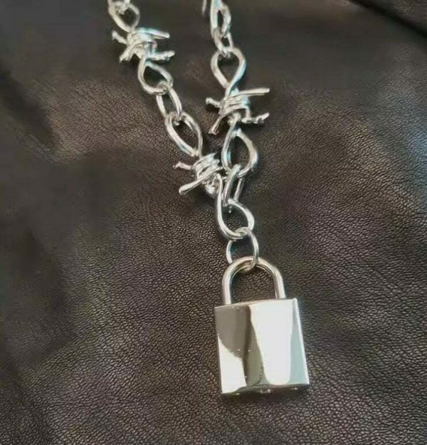 Y2K Streetwear Barbed Wire Lock Necklace