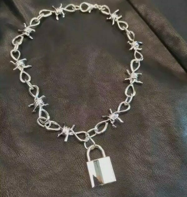 Y2K Streetwear Barbed Wire Lock Necklace