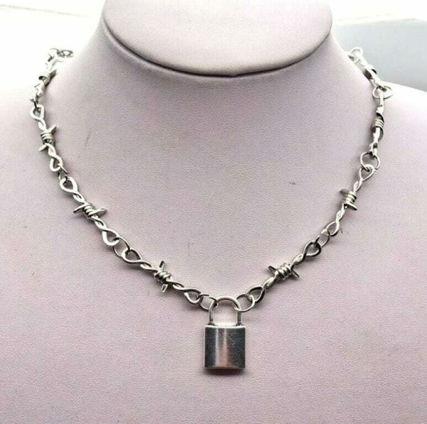 Y2K Streetwear Barbed Wire Lock Necklace