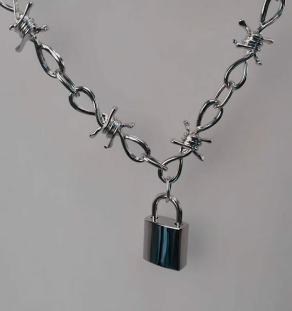 Y2K Streetwear Barbed Wire Lock Necklace