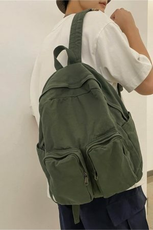 Y2K Streetwear Black Backpack with Retro Aesthetics