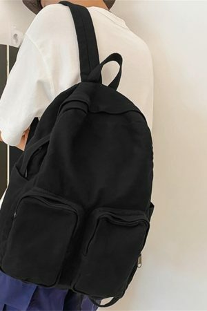 Y2K Streetwear Black Backpack with Retro Aesthetics