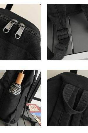 Y2K Streetwear Black Backpack with Retro Aesthetics