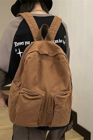 Y2K Streetwear Black Backpack with Retro Aesthetics