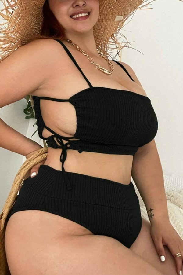 Y2K Streetwear Black Bikini Top with Removable Padding