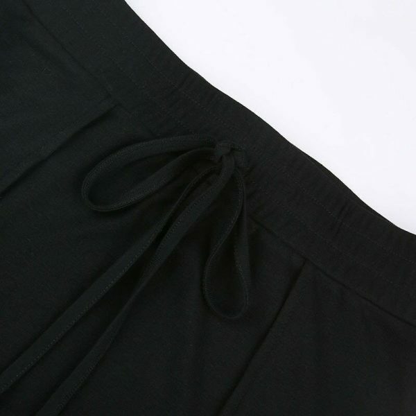 Y2K Streetwear Black Straight Long Maxi Skirt for Women