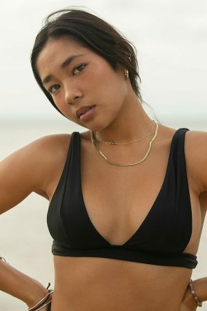 Y2K Streetwear Black Triangle Plunge Bikini Top