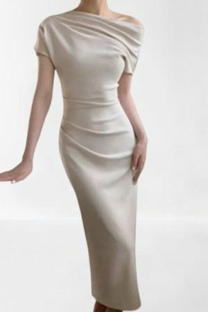 Y2K Streetwear Bodycon Dress for Women, Off-Shoulder Evening Party Korean Fashion, Spring-Summer One-Piece