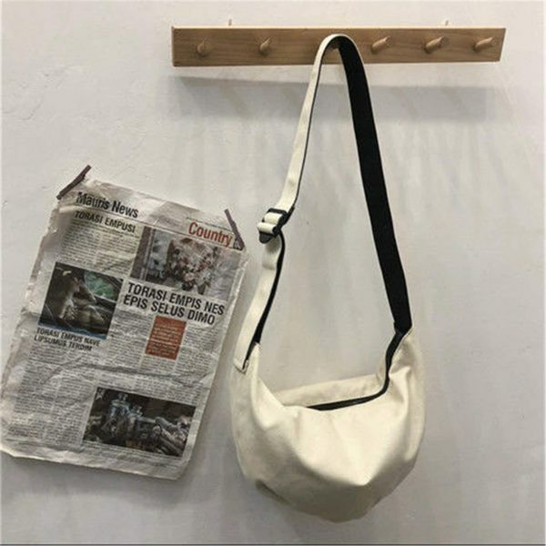 Y2K Streetwear Canvas Dumpling Bag for Men - One-Shoulder Cross-Body Handbag