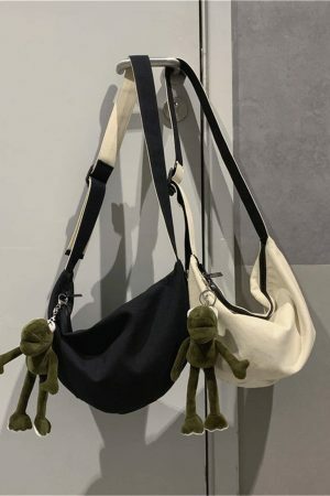 Y2K Streetwear Canvas Dumpling Bag for Men - One-Shoulder Cross-Body Handbag