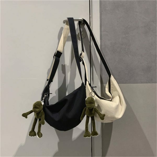 Y2K Streetwear Canvas Dumpling Bag for Men - One-Shoulder Cross-Body Handbag