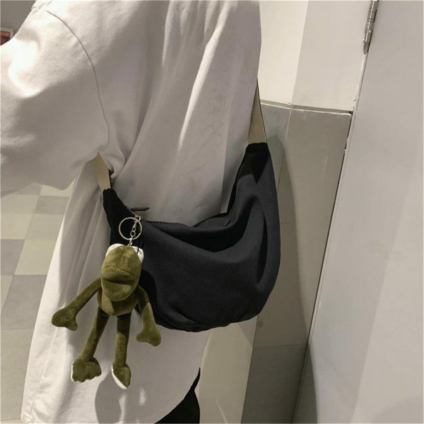 Y2K Streetwear Canvas Dumpling Bag for Men - One-Shoulder Cross-Body Handbag