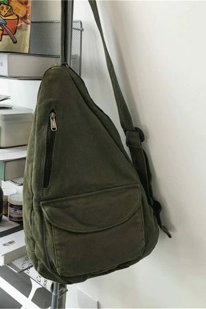 Y2K Streetwear Canvas Shoulder Backpack - Crossbody Chest School Bag