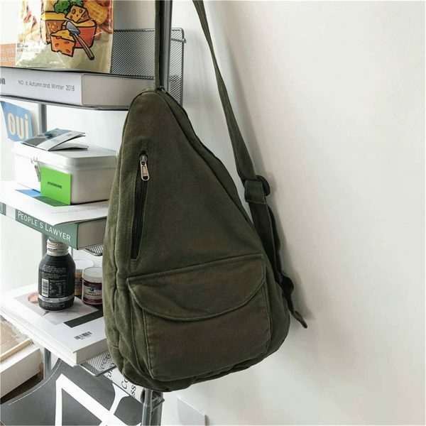 Y2K Streetwear Canvas Shoulder Backpack - Crossbody Chest School Bag