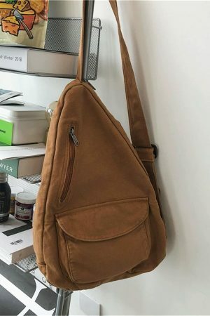 Y2K Streetwear Canvas Shoulder Backpack - Crossbody Chest School Bag