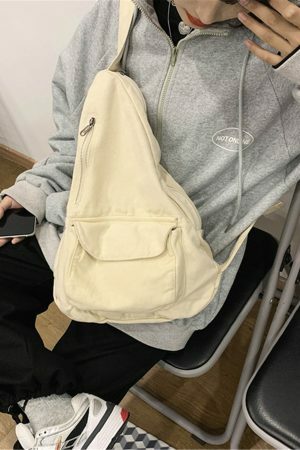 Y2K Streetwear Canvas Shoulder Backpack - Crossbody Chest School Bag