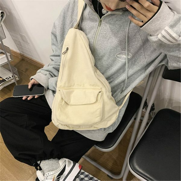 Y2K Streetwear Canvas Shoulder Backpack - Crossbody Chest School Bag