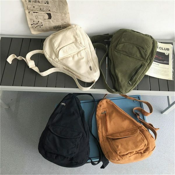 Y2K Streetwear Canvas Shoulder Backpack - Crossbody Chest School Bag