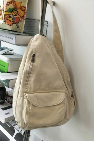 Y2K Streetwear Canvas Shoulder Backpack - Crossbody Chest School Bag