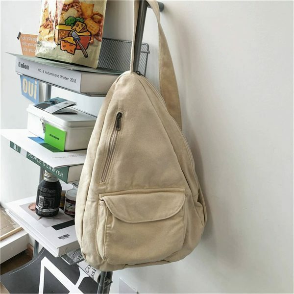 Y2K Streetwear Canvas Shoulder Backpack - Crossbody Chest School Bag