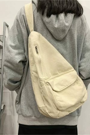 Y2K Streetwear Canvas Shoulder Backpack - Crossbody Chest School Bag