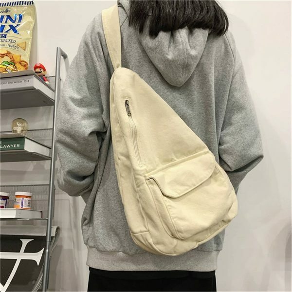 Y2K Streetwear Canvas Shoulder Backpack - Crossbody Chest School Bag