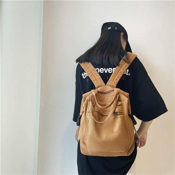 Y2K Streetwear Canvas Tote Backpack with Large Capacity