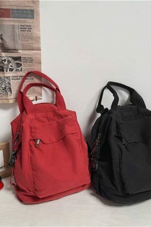 Y2K Streetwear Canvas Tote Backpack with Large Capacity