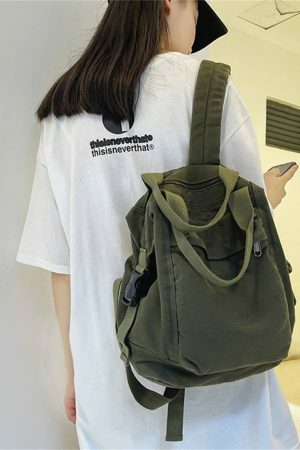 Y2K Streetwear Canvas Tote Backpack with Large Capacity