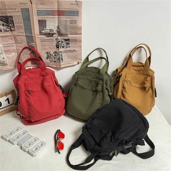 Y2K Streetwear Canvas Tote Backpack with Large Capacity