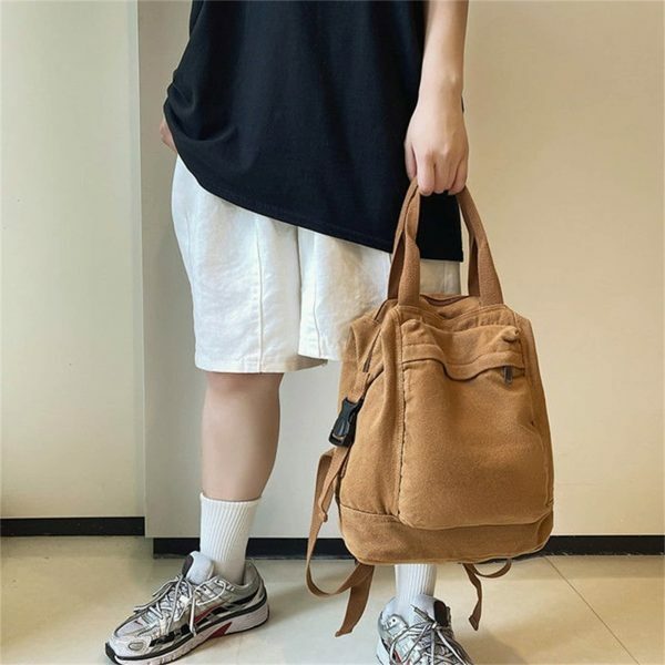 Y2K Streetwear Canvas Tote Backpack with Large Capacity