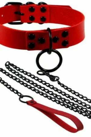 Y2K Streetwear Collar Choker Chain Leash Leather Roleplay Accessory Love Necklace