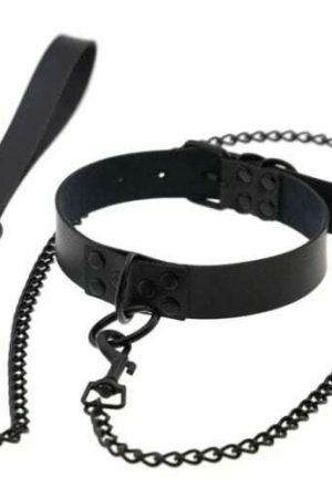 Y2K Streetwear Collar Choker Chain Leash Leather Roleplay Accessory Love Necklace