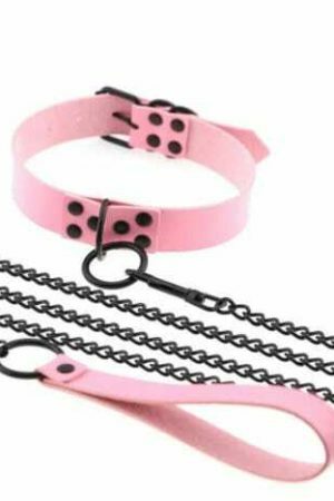 Y2K Streetwear Collar Choker Chain Leash Leather Roleplay Accessory Love Necklace