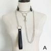 Y2K Streetwear Collar Choker Chain Leash Leather Roleplay Accessory Love Necklace