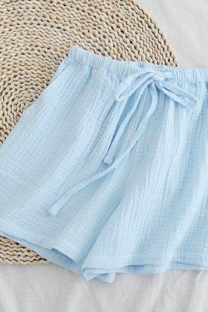 Y2K Streetwear Comfy Crepe Cotton Lounge Shorts for Women