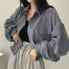 Y2K Streetwear Corduroy Long-sleeve Shirt Retro Loose Fit Coat