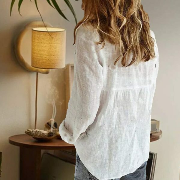 Y2K Streetwear Cotton Linen Long Sleeve Button Blouse