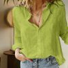 Y2K Streetwear Cotton Linen Long Sleeve Button Blouse